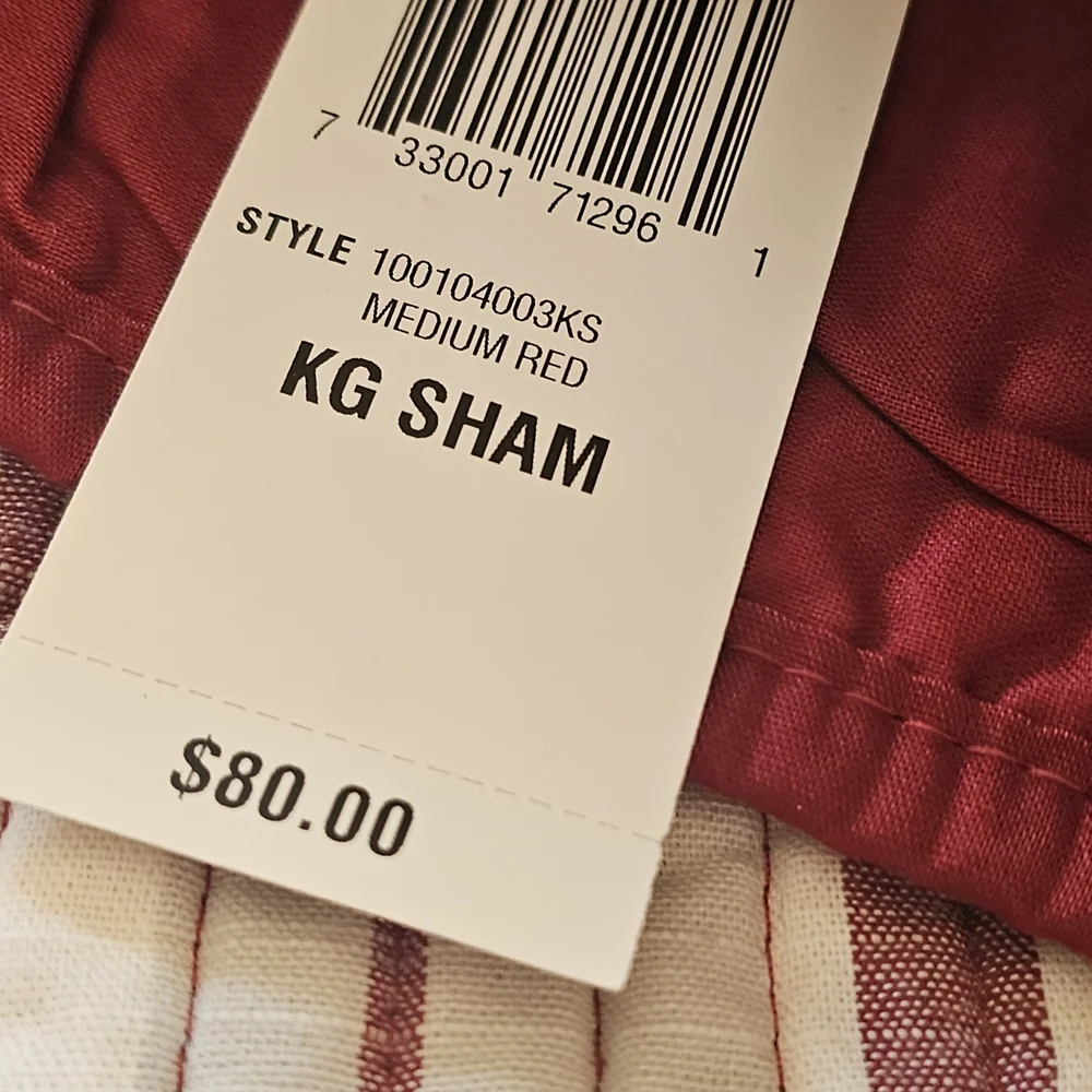 Martha Stewart Two Burgundy and Cream Striped King Shams